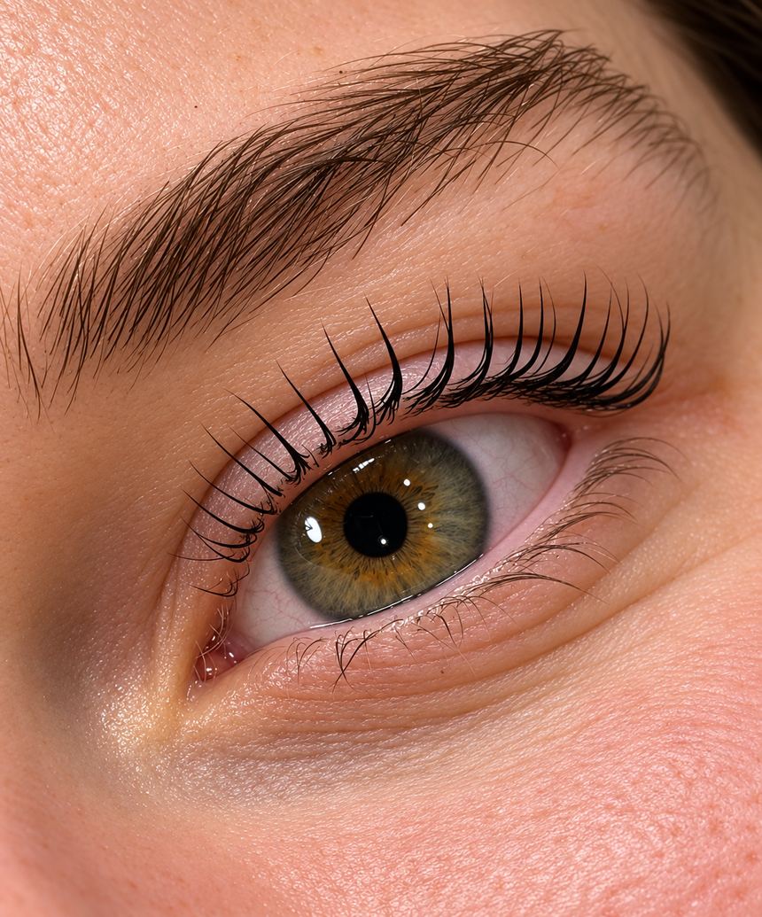 Close-up of lifted natural lashes