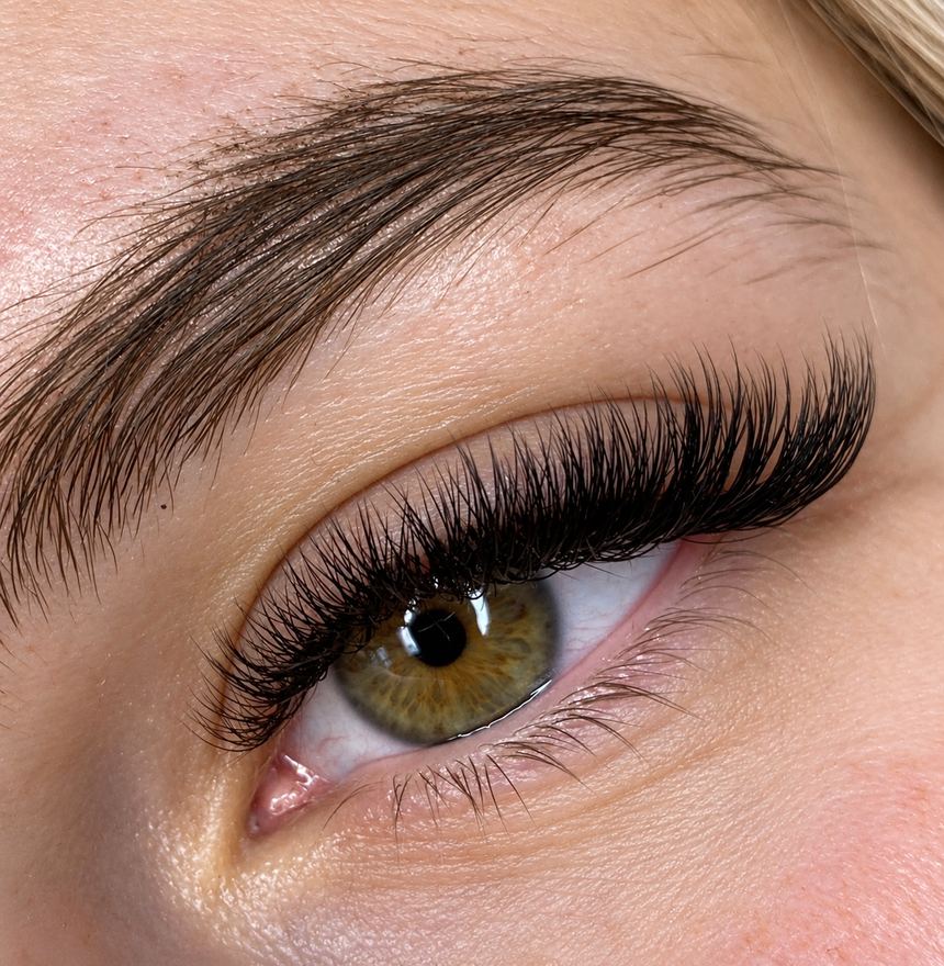 Close-up of a full volume lash set